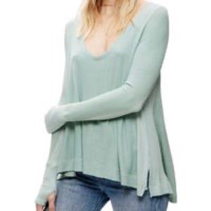 Free People Malibu High Low Thermal Top in Sea Foam
